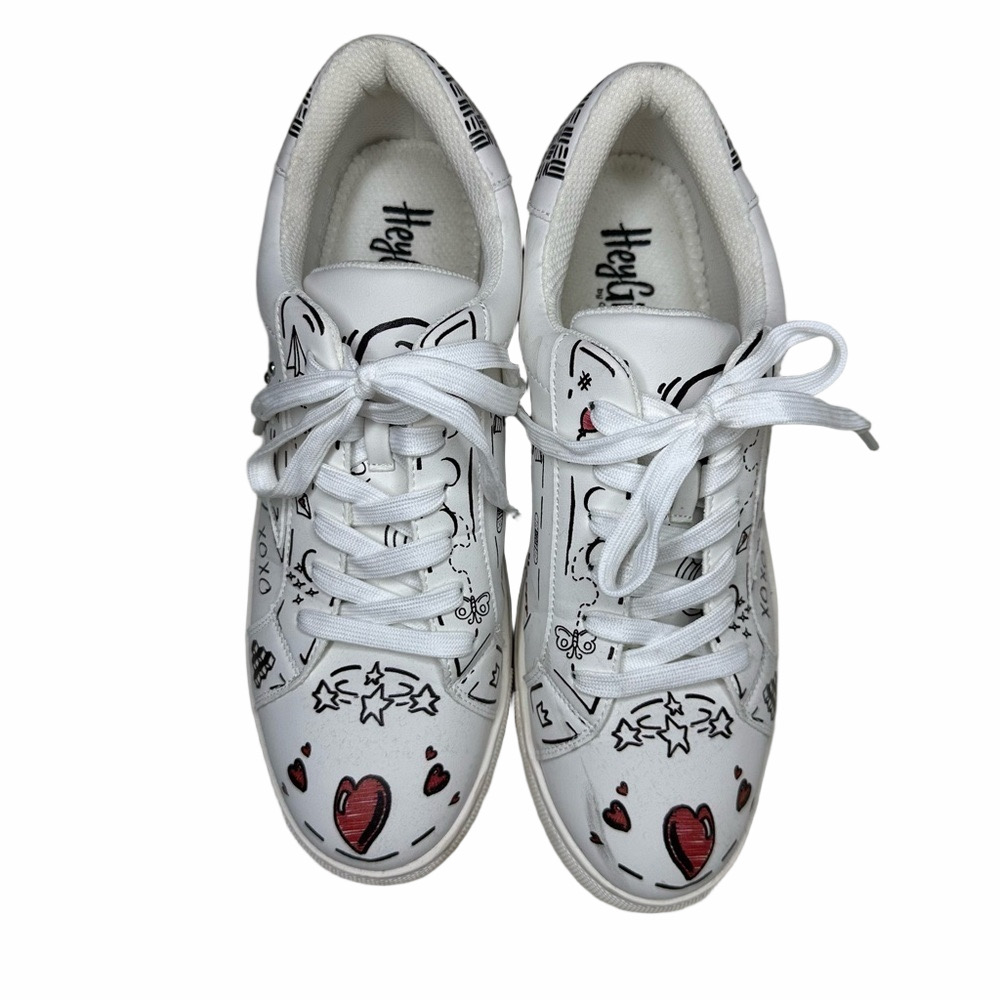 Corkys Supernova Love Doodle White  Sneakers Size 10